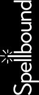 White Spellbound logo with rays on a black background.