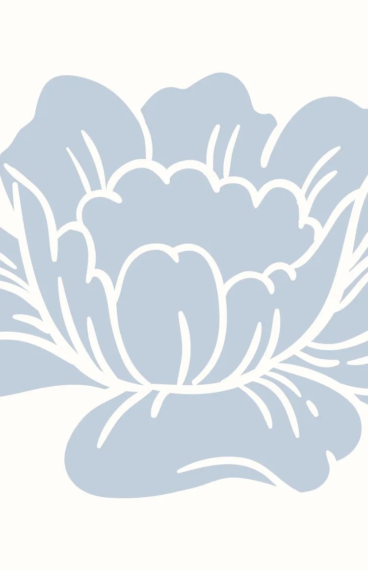 Light blue and beige cropped illustration of a flower.