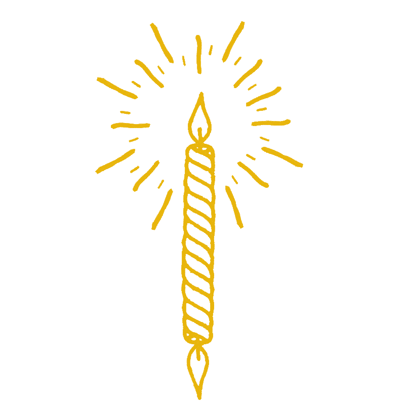 Yellow glowing candle ilustration.