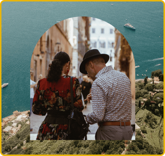 Guardia-carousel-b.png Collage of couple walking from behind over an aerial view of a coastline.