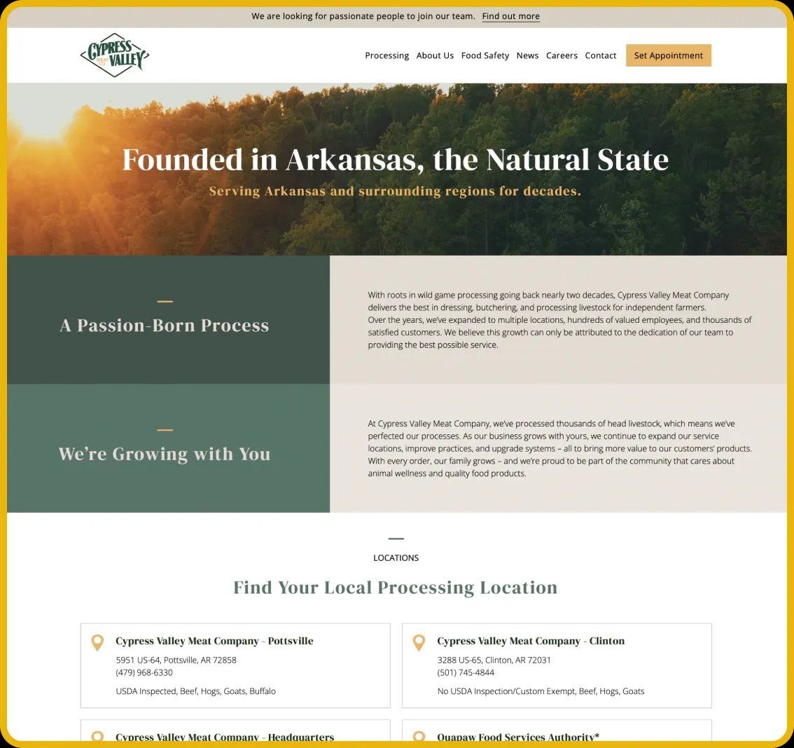 Image of Cypress Valley webpage.